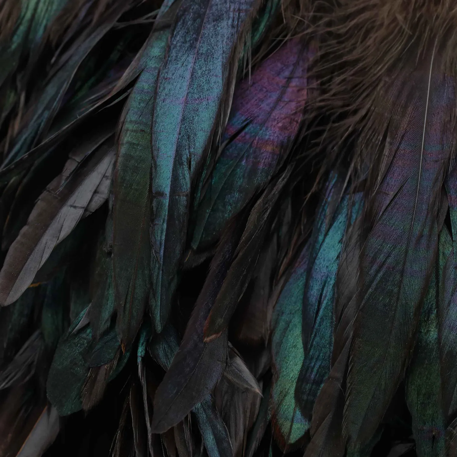 Hareline Hackle & Feathers- Iridescent Black Schlappen