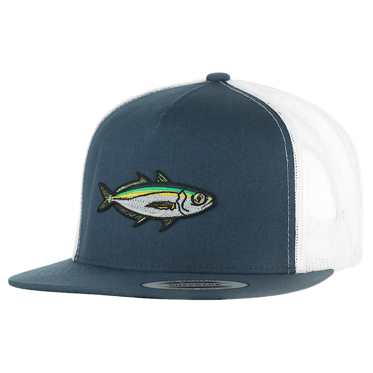 HiFishGear Hats-HFG - Akule Navy/White Snapback Flat Bill Trucker Hat