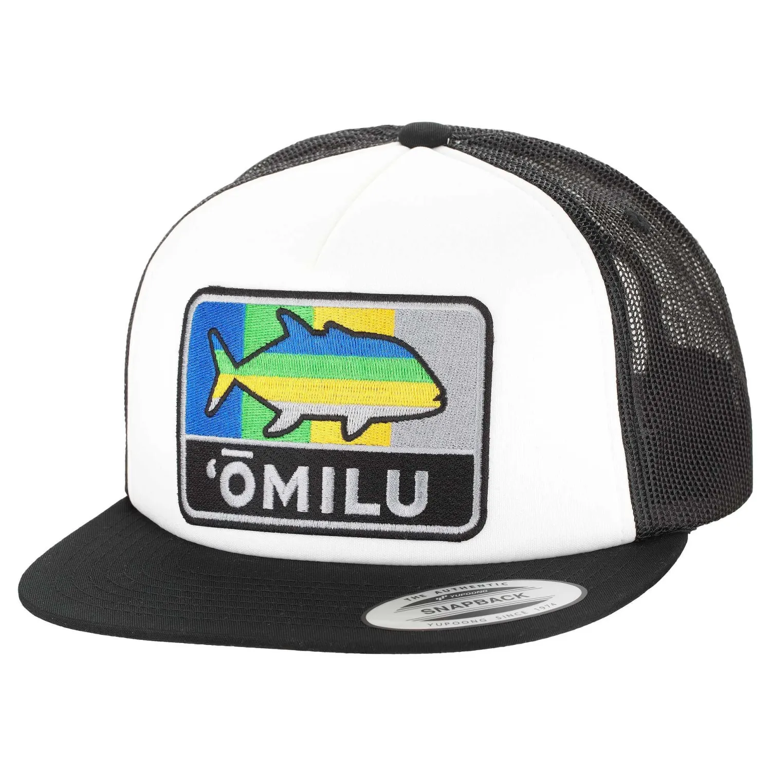 Hifishgear Hats-HFG - Black/White Omilu FlatBill Trucker Hat