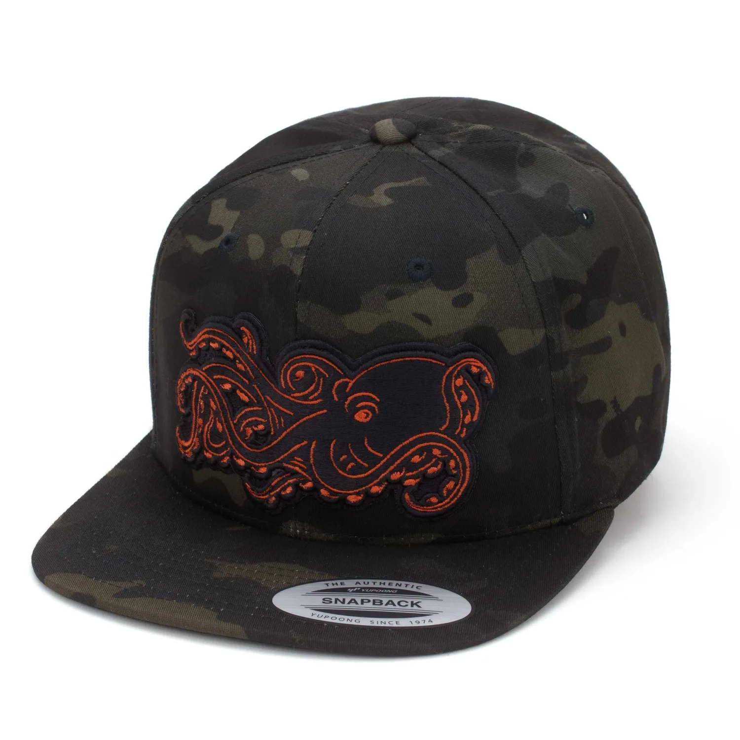Hifishgear Hats-HFG - 3D Tako (Octopus) MultiCam® Black Flat Bill Snapback Hat