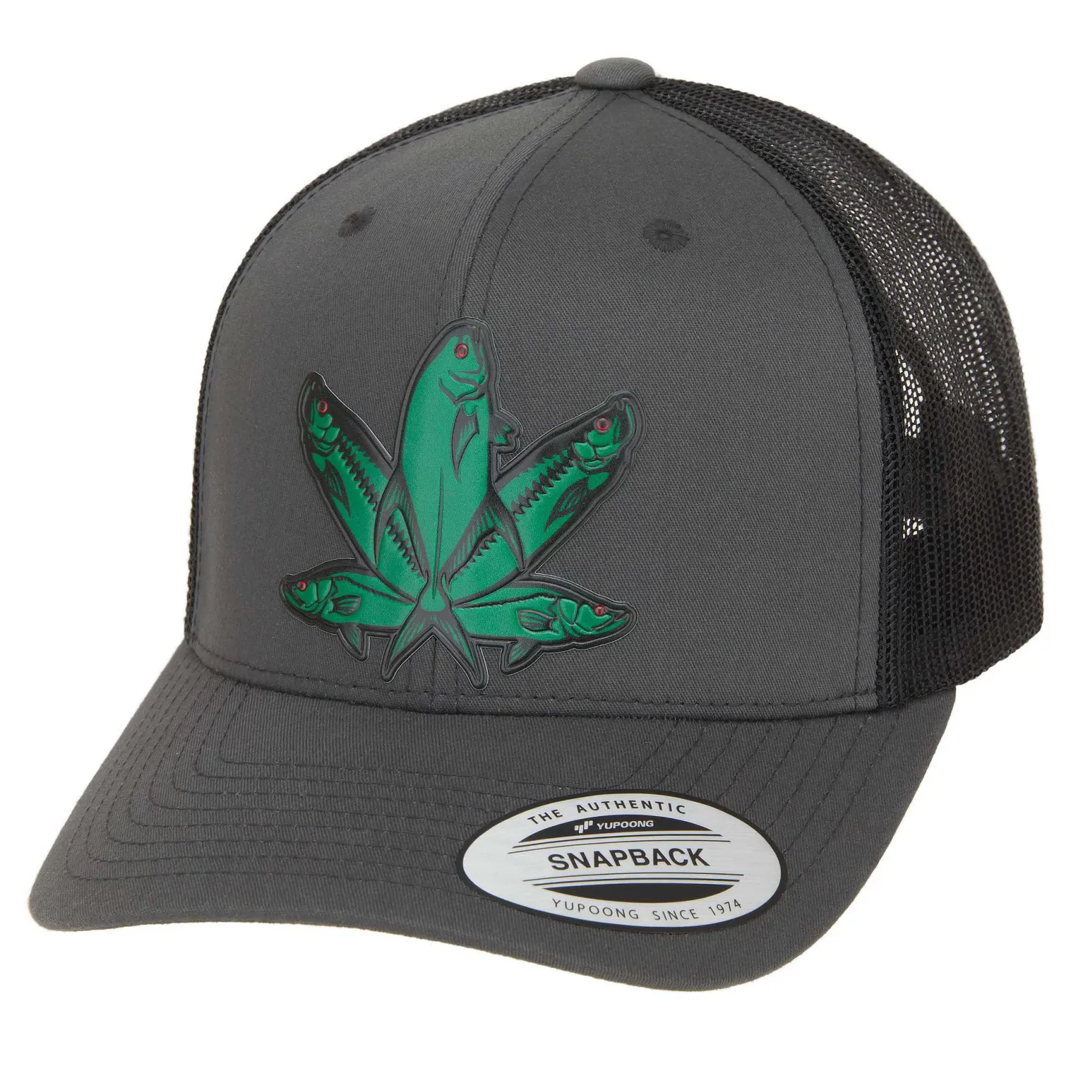 Hifishgear Hats-HFG - Florida Green Fish Charcoal/Black Classic Snapback Trucker