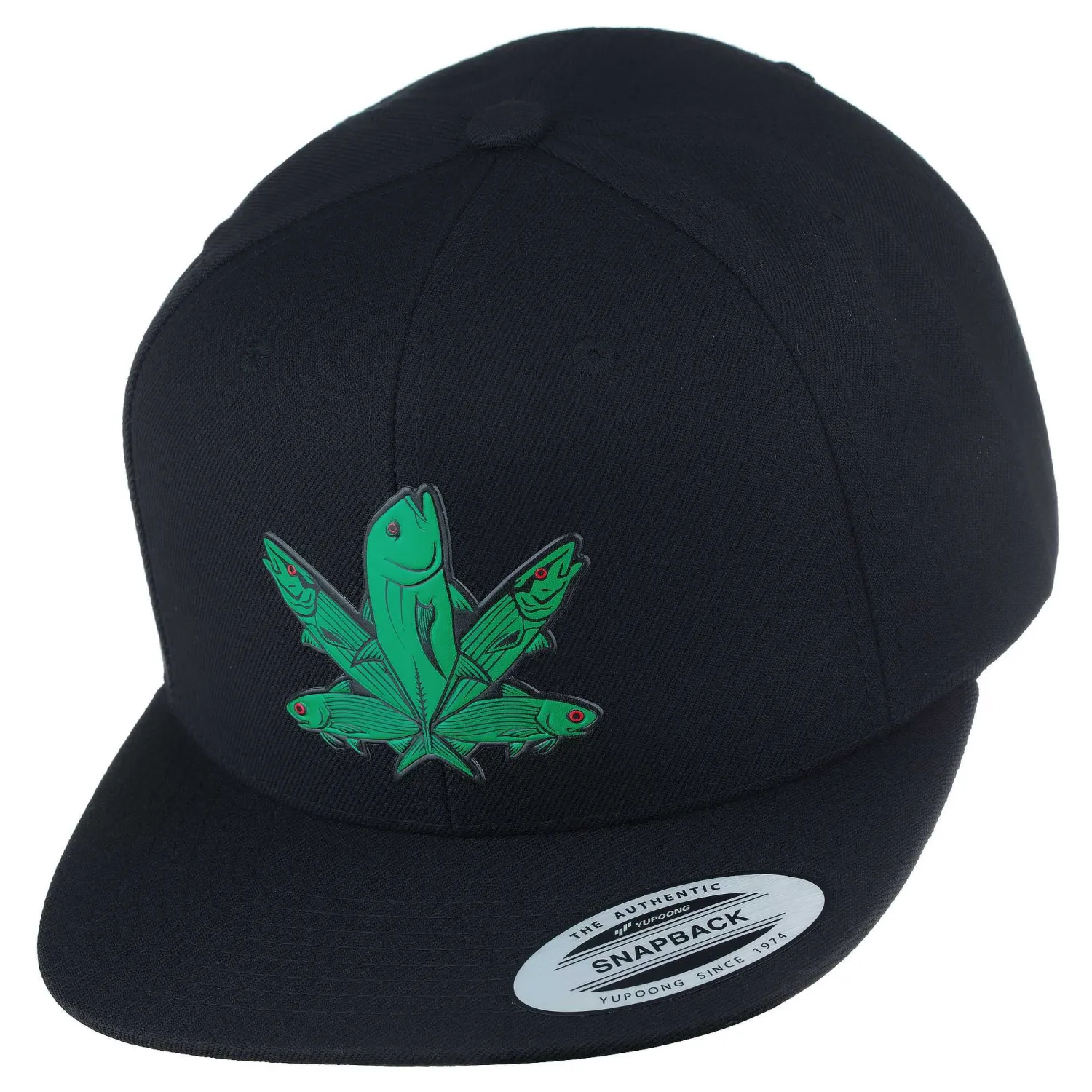 HiFishGear Hats-HFG - Green Fish Black Snapback Flatbill Hat