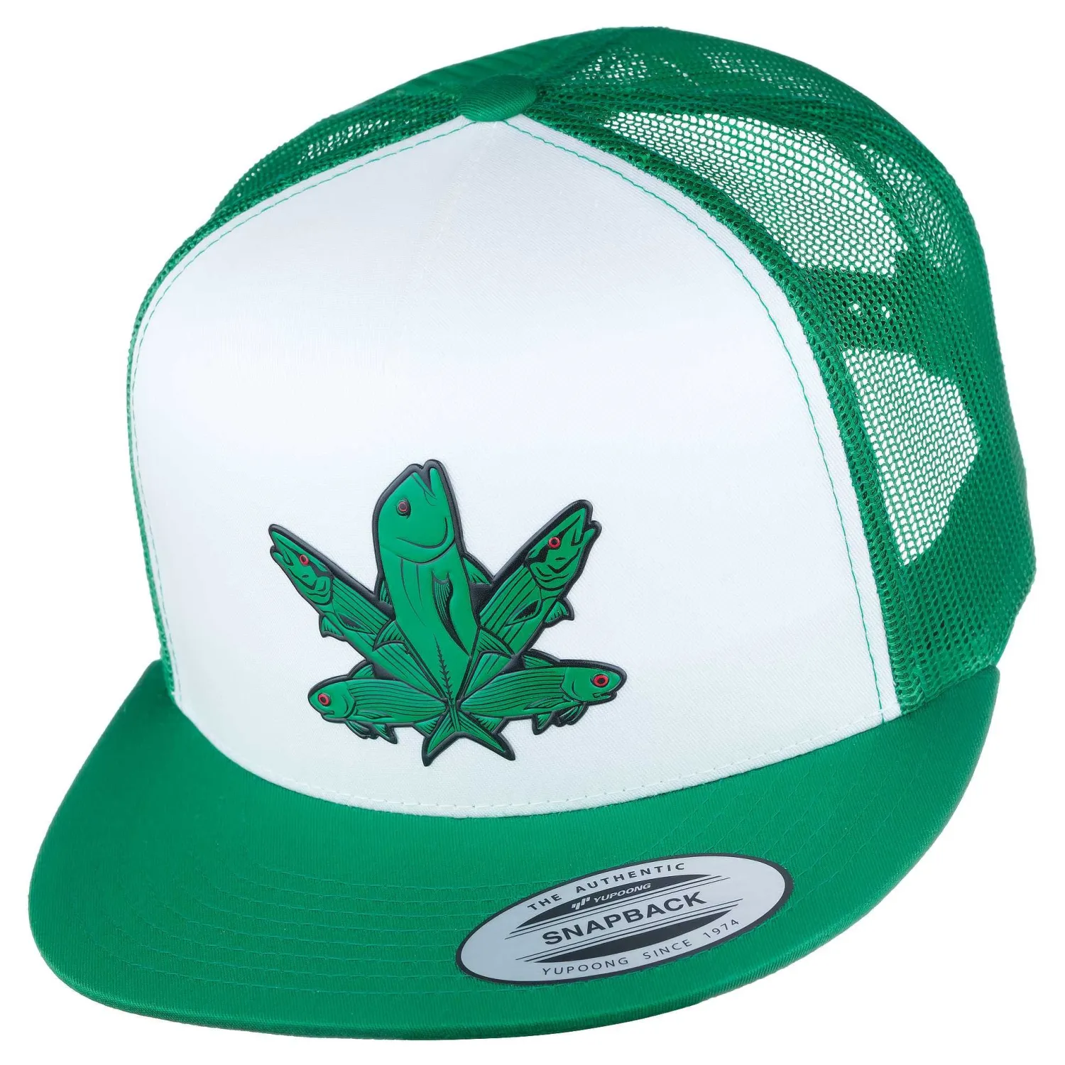 HiFishGear Hats-HFG - Green Fish Kelly Green Flat Bill Snapback Hat