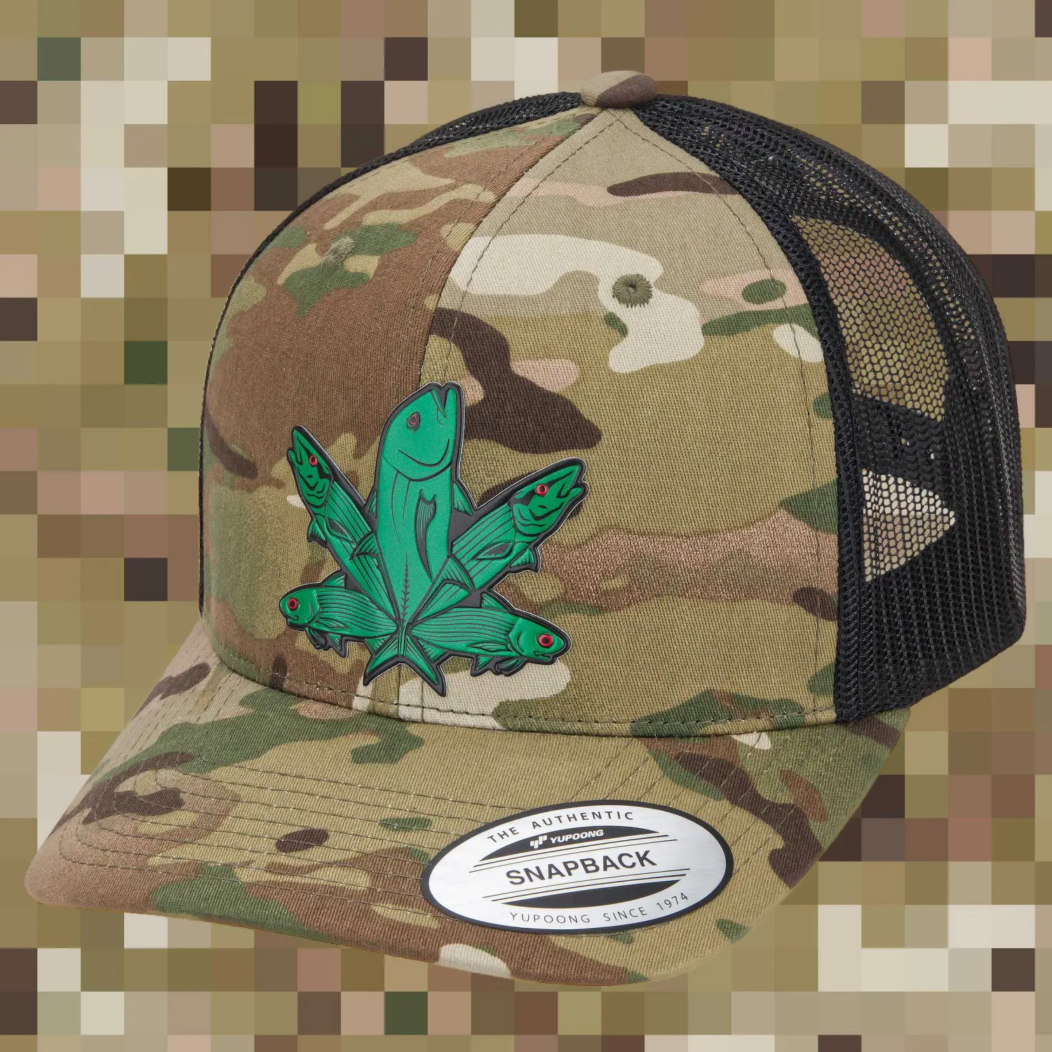 Hifishgear Hats-HFG - Green Fish Multicam® Light Snapback Classic Trucker Hat