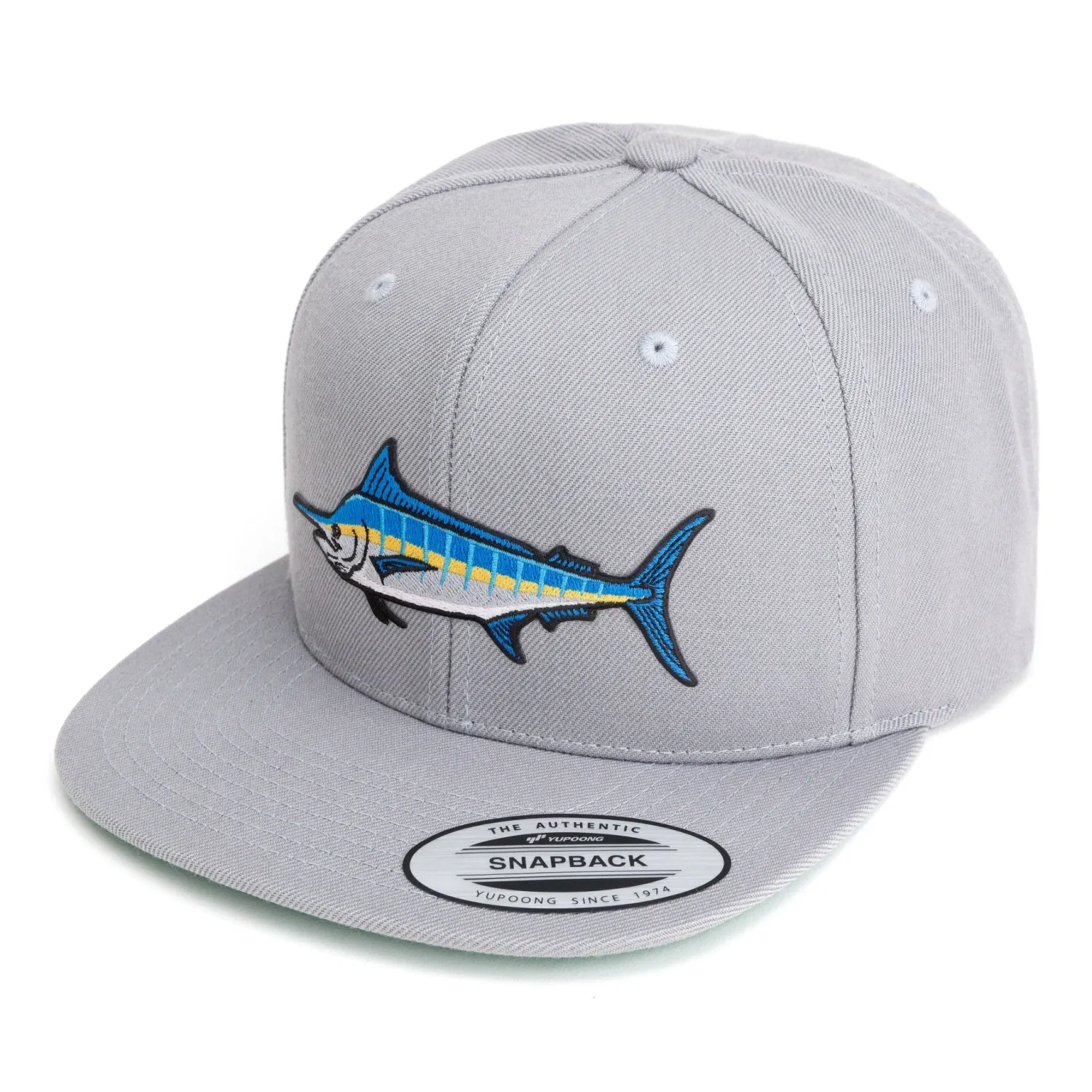 Hifishgear Hats-HFG - Marlin Silver Snapback Flatbill Hat