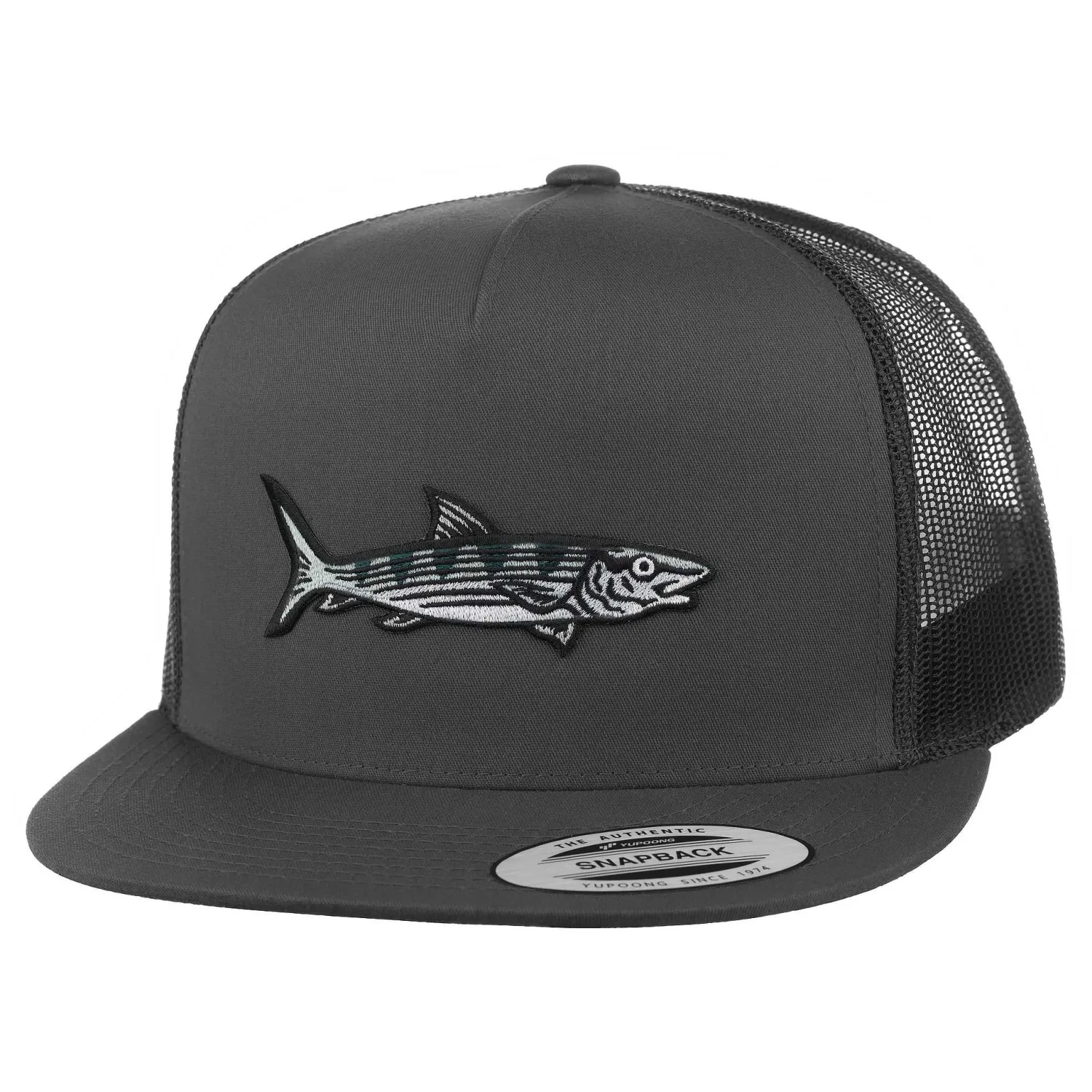 HiFishGear Hats-HFG - Oio (Bonefish) Charcoal/Black Flatbill Trucker Hat