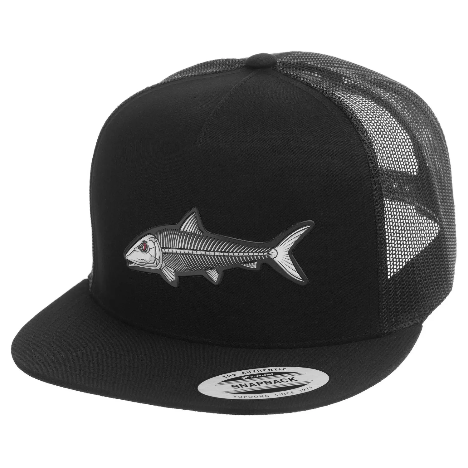 Hifishgear Hats-HFG - Oio Bones Black Snapback Flatbill Trucker Hat