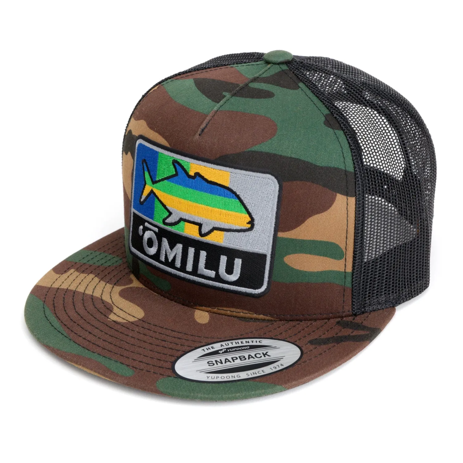 Hifishgear Hats-HFG - Omilu Camo FlatBill Snapback Trucker Hat