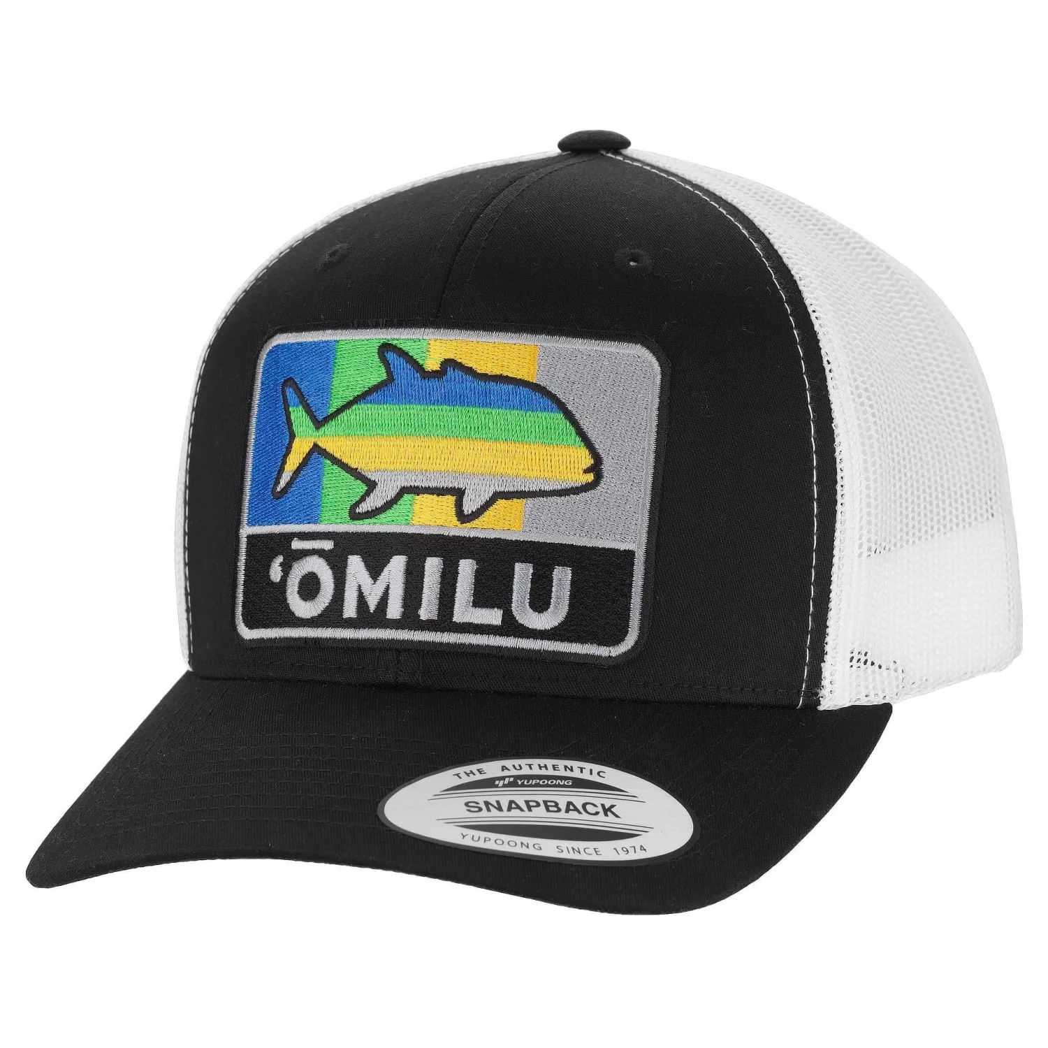 Hifishgear Hats-HFG - Omilu Patch Black/White Snapback Classic Trucker Hat