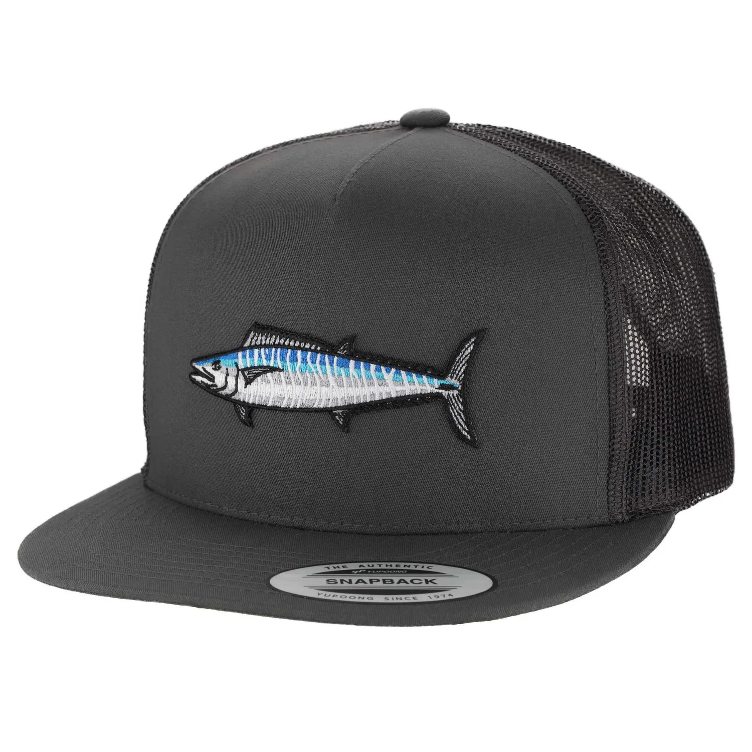 HiFishGear Hats-HFG - Ono Charcoal/Black Flatbill Trucker Hat