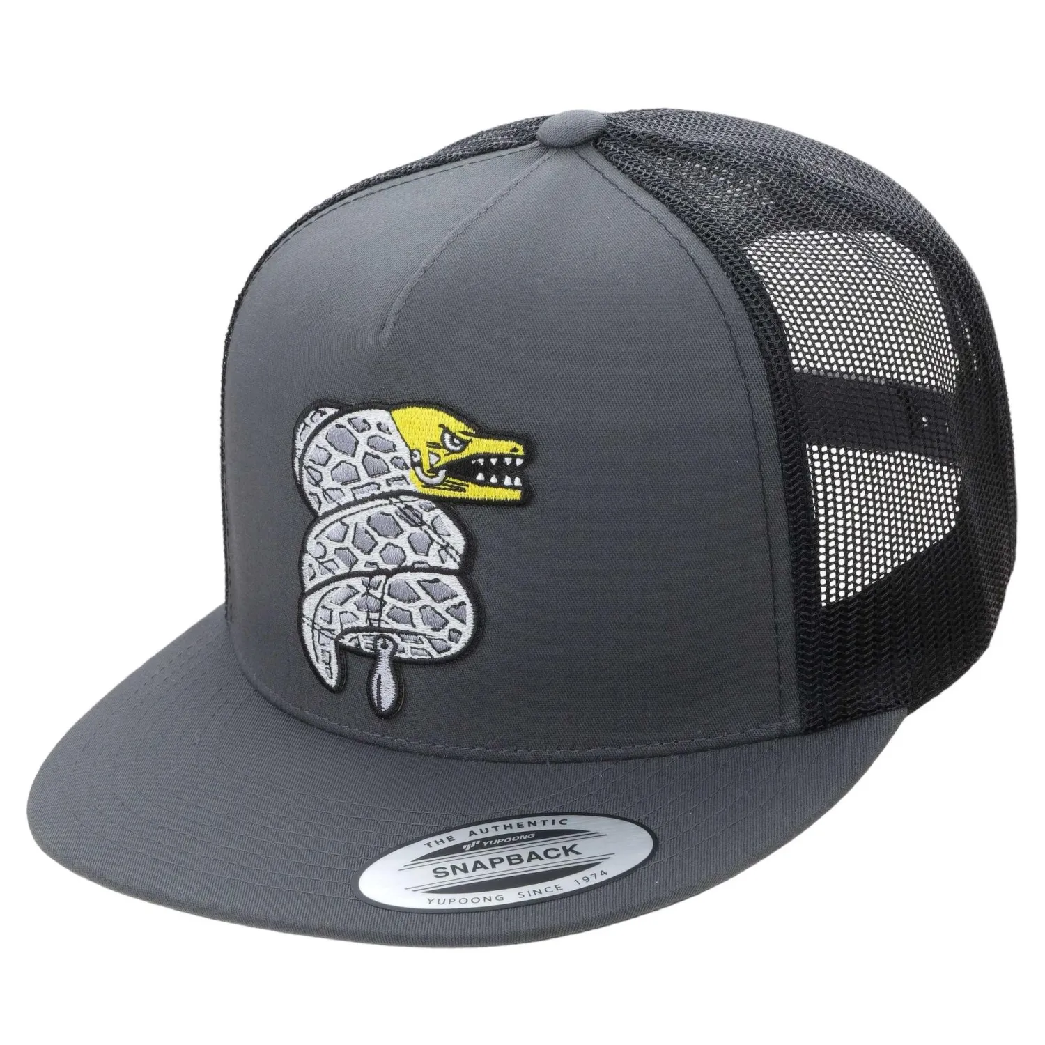 Hifishgear Hats-HFG - Pusshead Puhi Charcoal/Black Flatbill Trucker Hat