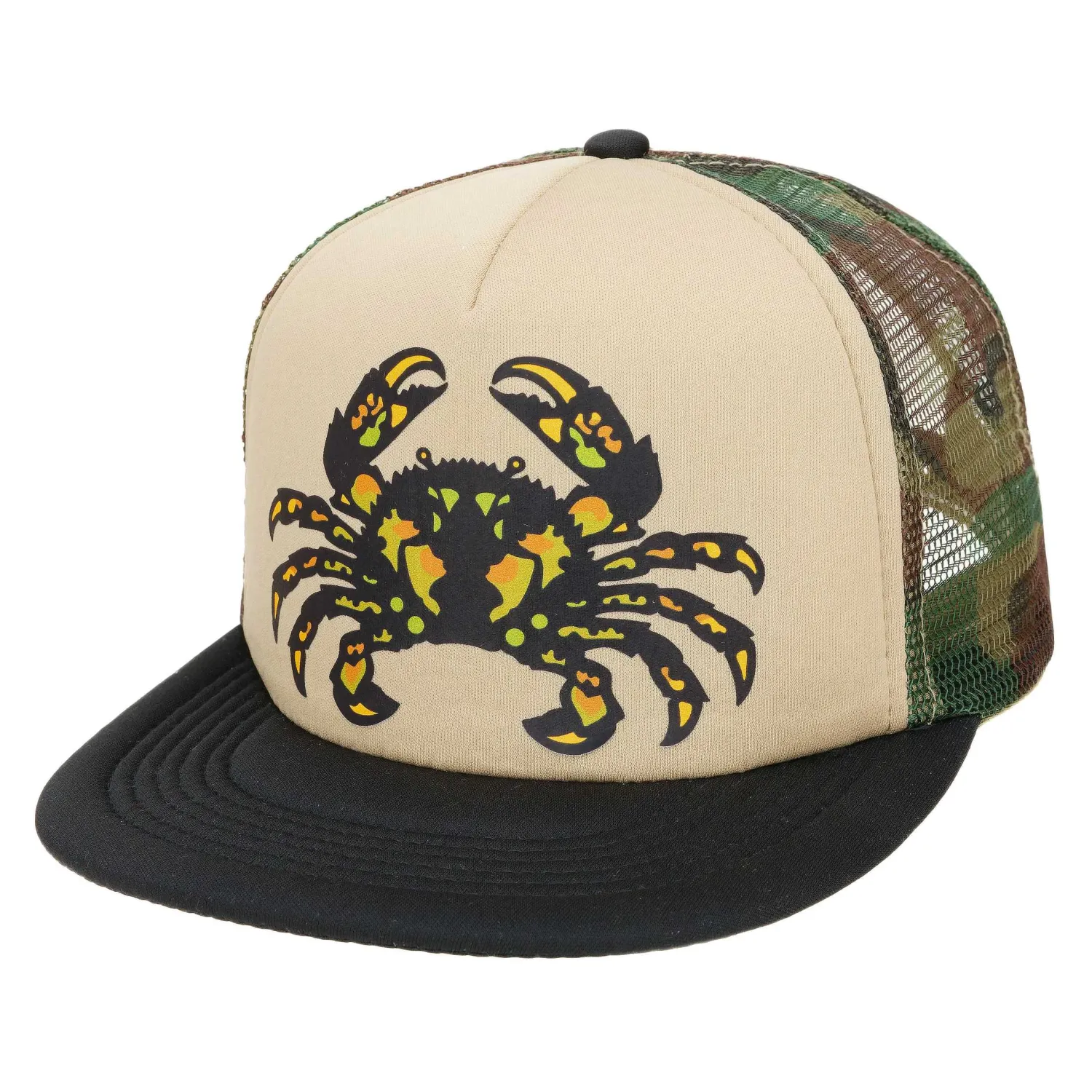 Hifishgear Hats-HFG - Samoan Mud Crab Camo/Tan/Black Flatbill Trucker Hat