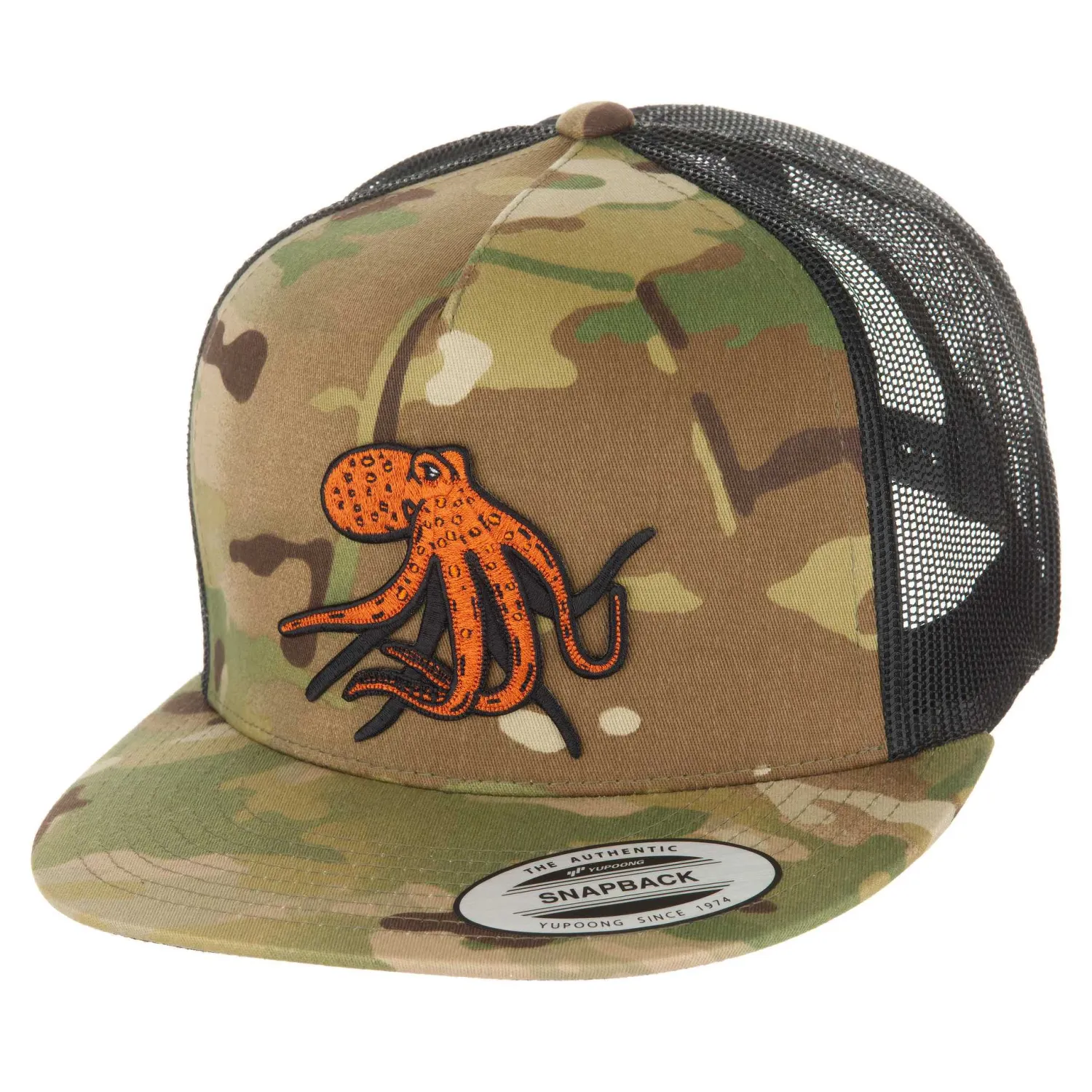 Hifishgear Hats-HFG - Tako Multicam Light Tropic/Black Flat Bill Trucker Hat