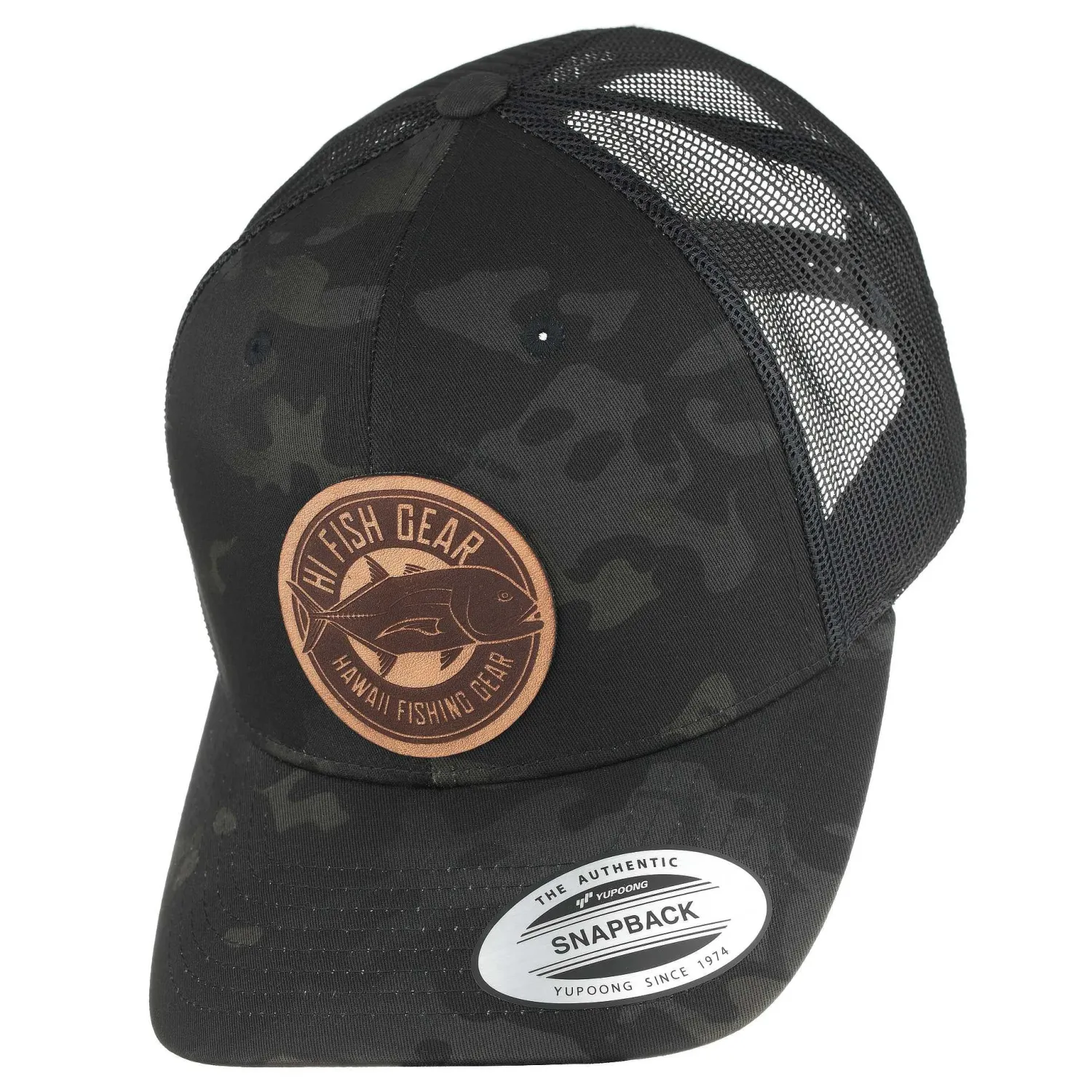 Hifishgear Hats-HFG - Ulua Leather MultiCam® Black Classic Snapback Trucker