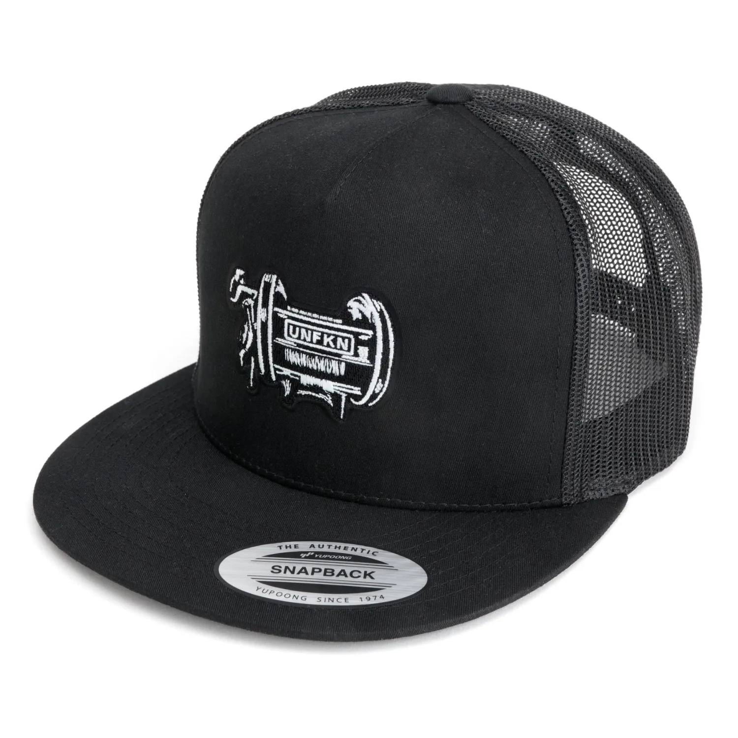 Hifishgear Hats-HFG - UNFKN Reel Black Flat Bill Snapback Trucker Hat