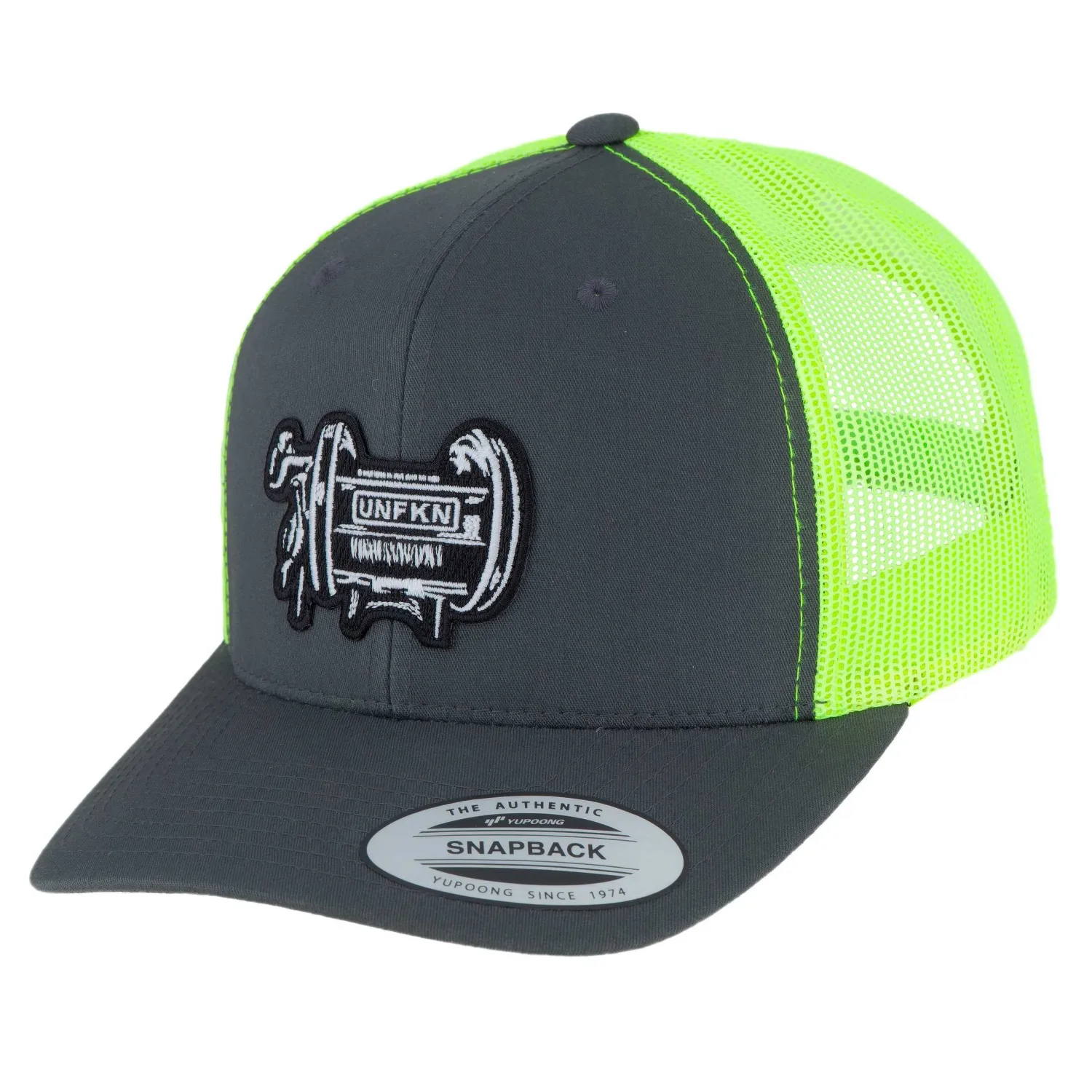 Hifishgear Hats-HFG - UNFKN Reel Charcoal/Neon Green Classic Trucker Hat