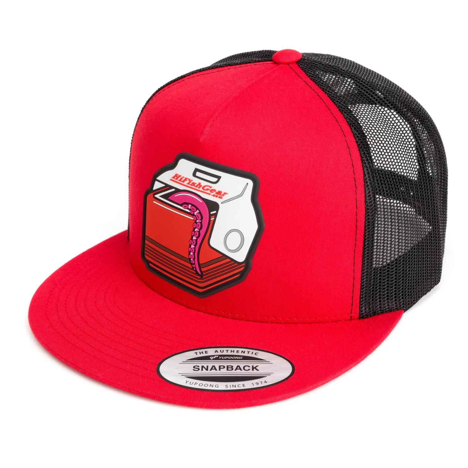 Hifishgear Hats-HFG- Baitcooler Red/Black Flat Bill Trucker Hat