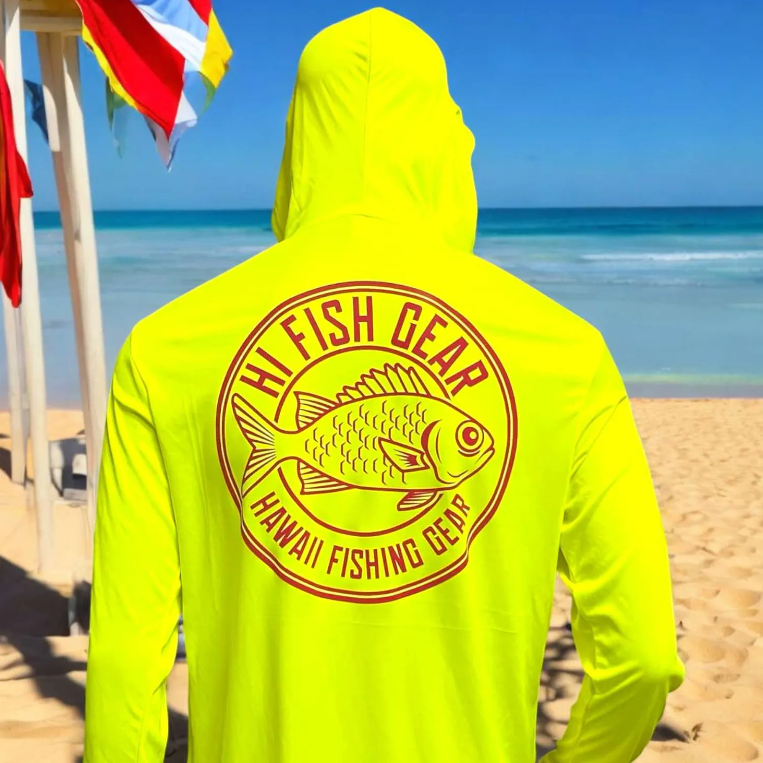 Hifishgear Shirts-HFG Menpachi Red Reflective UV Performance (Safety Green)