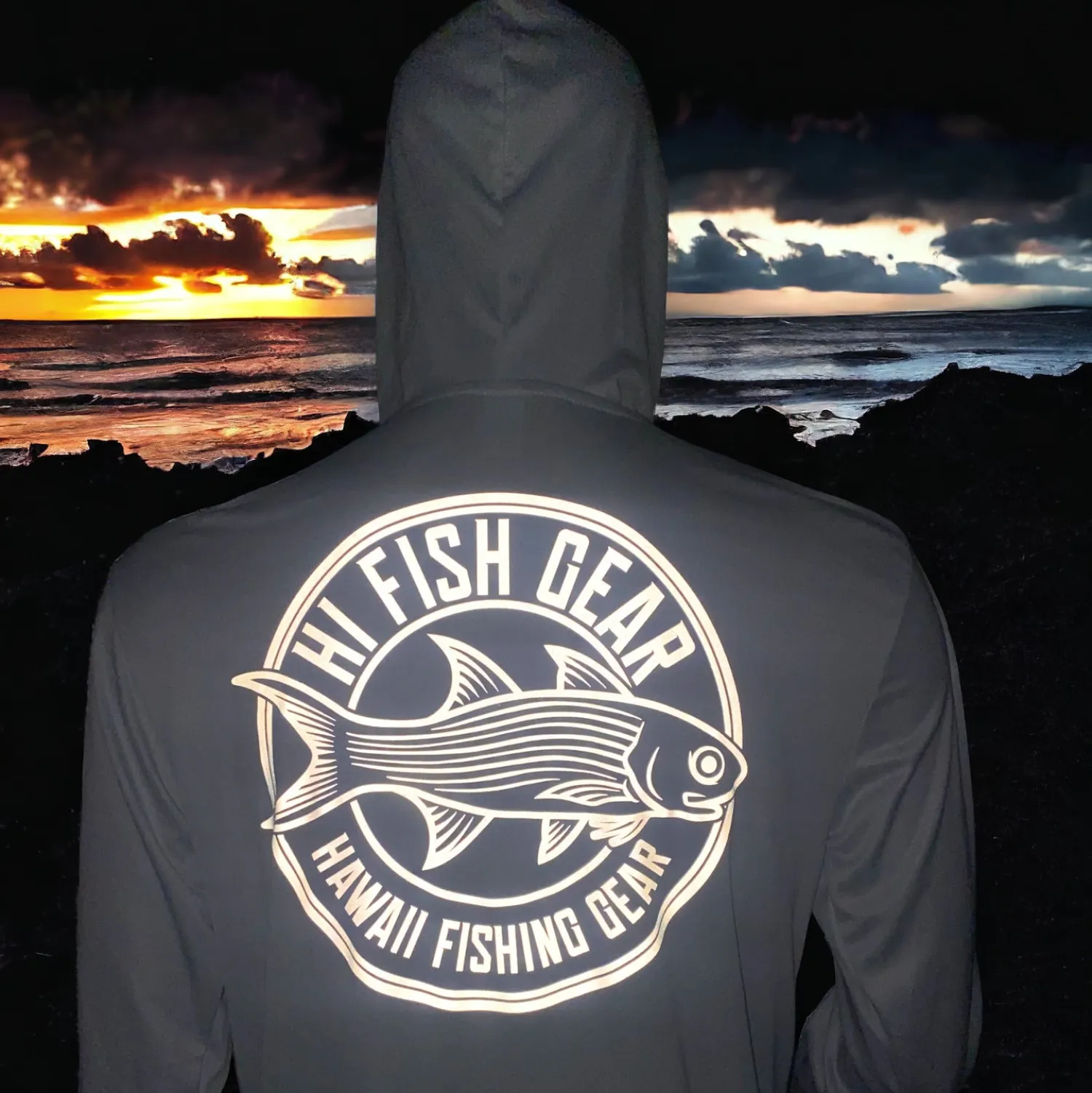 Hifishgear Shirts-HFG Reflective Moi UV Performance Hoodie (Light Silver)