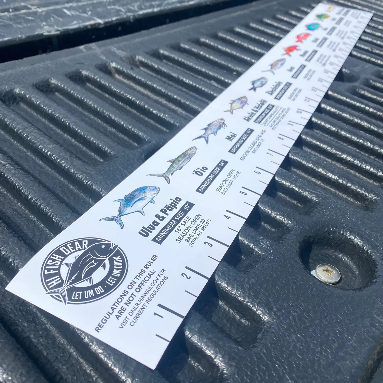 Hifishgear Hfg Stickers & Patches | Tools & Misc-HFG Vinyl Roll-up Fish Ruler With Hawaii Fishing Regulations