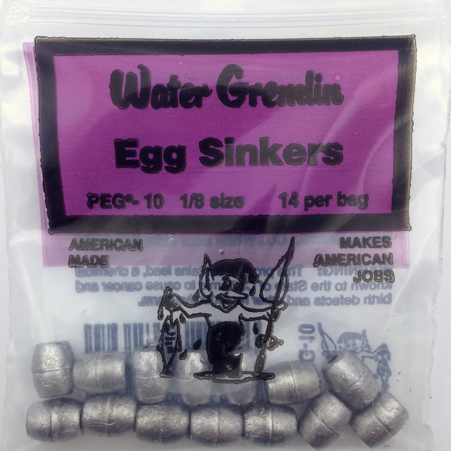 Water Gremlin Weights & Sinkers- PEG #10 Lead Egg Weight